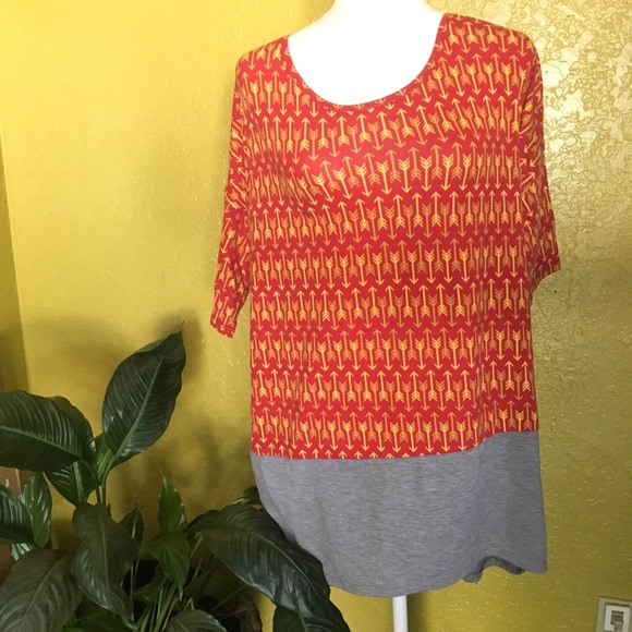 Lularoe | Arrow Print Half Solid Tunic - Picture 3 of 4
